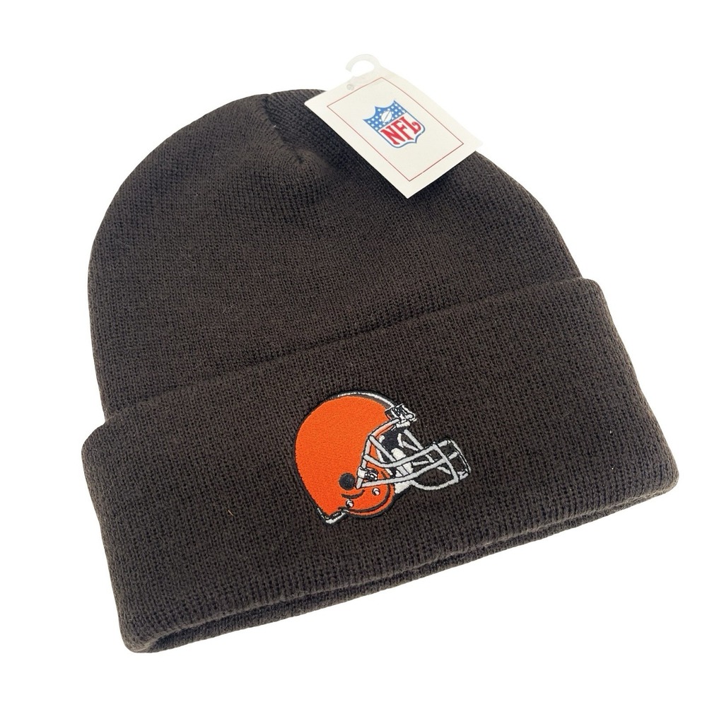 Cleveland Browns Black Cuffed Knit Beanie Hat NFL Football One Size NWT